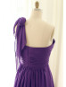 One Shoulder Purple Pleated Chiffon Bridesmaid Dress